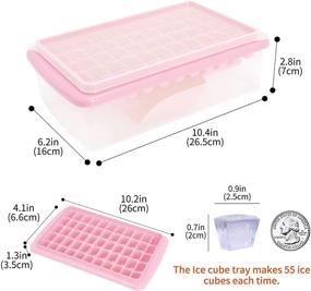 img 2 attached to 🧊 CZWL&amp;HG Ice Cube Tray With Lid and Bin - 55 Nugget Mini Ice Tray, Flexible Safe Ice Cube Molds with Ice Container, Scoop and Cover (Pink)