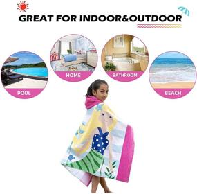 img 3 attached to 🧜 Soft and Absorbent Beach Towel with Hood for Kids - Perfect Swim Towel Wrap, Bathrobe Coverups for Boys and Girls - Blonde Hair Mermaid Design - Oversize 30"x50" - 100% Cotton