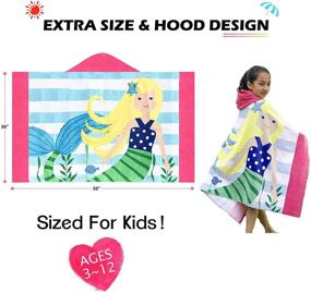 img 4 attached to 🧜 Soft and Absorbent Beach Towel with Hood for Kids - Perfect Swim Towel Wrap, Bathrobe Coverups for Boys and Girls - Blonde Hair Mermaid Design - Oversize 30"x50" - 100% Cotton