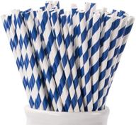 🔵 webake biodegradable paper straws blue striped: 144 bulk eco-friendly drinking straws for labor day, baby shower, cake pop, cake topper party supplies in patriotic navy blue logo