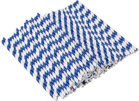 img 2 attached to 🔵 Webake Biodegradable Paper Straws Blue Striped: 144 Bulk Eco-Friendly Drinking Straws for Labor Day, Baby Shower, Cake Pop, Cake Topper Party Supplies in Patriotic Navy Blue