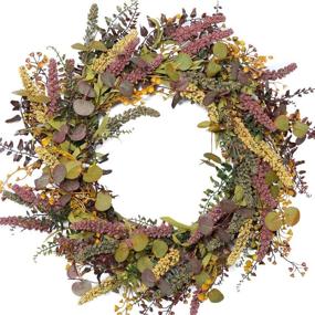 img 4 attached to Vibrant 18 Inches Harvest Wreath: Stunning Mixed Flowers Wreath for Front Door