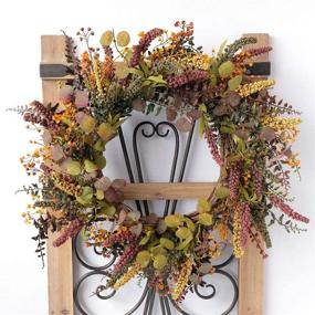 img 1 attached to Vibrant 18 Inches Harvest Wreath: Stunning Mixed Flowers Wreath for Front Door