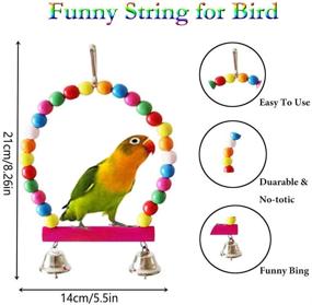 img 3 attached to 🐦 ESRISE 7 Piece Bird Parakeet Cockatiel Parrot Toys Set - Hanging Bell Pet Bird Cage Hammock Swing Climbing Ladders Toy with Wooden Perches and Chewing Toys for Small Parrots, Conures, Love Birds, Finches