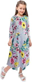 img 2 attached to 🌸 Stylish Long Sleeve Floral Dresses with Pocket - Perfect Fall Outfit for 6-12 Years Old Girls by KYMIDY