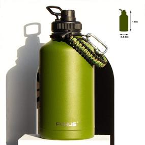 img 2 attached to 🍃 FUNUS Half Gallon Insulated Water Bottle+: 64 oz Vacuum Stainless Steel Water Jug for Men Women Sports Fitness Outdoor Travel Camping Workout - Army Green Powerhouse