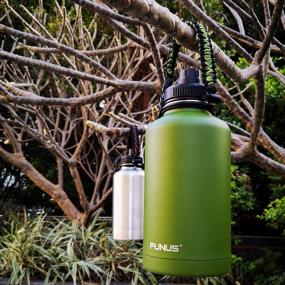 img 3 attached to 🍃 FUNUS Half Gallon Insulated Water Bottle+: 64 oz Vacuum Stainless Steel Water Jug for Men Women Sports Fitness Outdoor Travel Camping Workout - Army Green Powerhouse