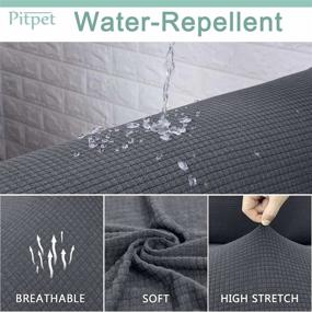 img 2 attached to Pitpet Upgraded Water-Repellent Sofa Cover: Stylish Stretch Couch Protector for 3 Cushion Couch - Non-Slip, Pet-Proof Furniture Slipcover (Large, Grey)