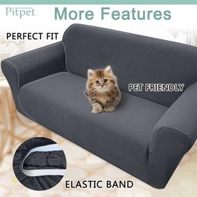 img 1 attached to Pitpet Upgraded Water-Repellent Sofa Cover: Stylish Stretch Couch Protector for 3 Cushion Couch - Non-Slip, Pet-Proof Furniture Slipcover (Large, Grey)
