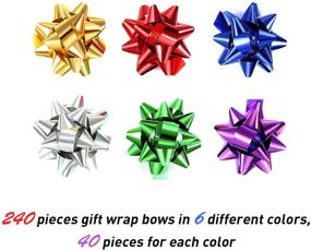 img 3 attached to 🎁 Tatuo 240-Piece Mini Christmas Metallic Bows - Self-Adhesive Gift Wrapping Bows for Holidays, Christmas, Birthdays, and Party Favors - Multi-Colored