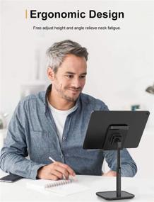 img 1 attached to 📱 Adjustable Cell Phone and Tablet Stand Holder for Desk - YIKA Phone Stand with Height and Angle Adjustability, Compatible with 4~11in Mobile Phones, Kindle, Tablet, iPad, Switch (Black)