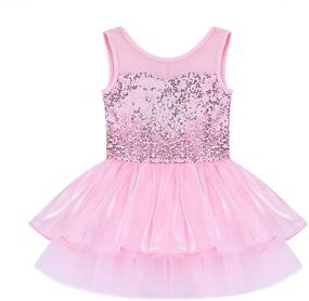 img 2 attached to 👗 YiZYiF Kids Girls' Sequin Ballet Dress with Chiffon Leotard - Dancewear Costume