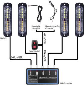 img 3 attached to 🚨 Ultra Slim LED Warning Lights: 4pcs Emergency Caution Hazard Construction with Sync Feature for Car Truck -Main Control Box, Surface Mount