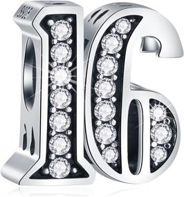 img 4 attached to 🎁 925 Sterling Silver Anniversary Charms for European Birthday Bracelets - Clear CZ Stones - Range of Numbers 10 to 80 - Perfect Gifts for Family, Lovers & Friends