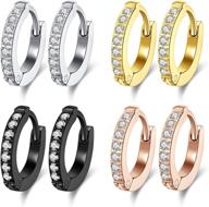 allerpierce hypoallergenic 316l stainless steel hoop earrings set for men and women - 4 pairs of endless small hoop earrings (8mm/10mm/12mm) - perfect for cartilage, tragus, and girls logo