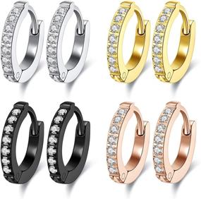 img 4 attached to AllerPierce Hypoallergenic 316L Stainless Steel Hoop Earrings Set for Men and Women - 4 Pairs of Endless Small Hoop Earrings (8mm/10mm/12mm) - Perfect for Cartilage, Tragus, and Girls