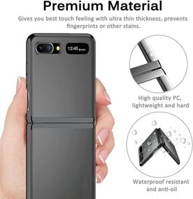 img 2 attached to 📱 Ультратонкий и прочный чехол Black Crystal для Samsung Galaxy Z Flip | Совместимый с Miimall, ударопрочный и антицарапающий бампер из ПК, модель 5G 2020