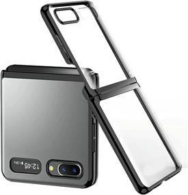 img 4 attached to 📱 Ultra-Sleek and Durable Black Crystal Case for Samsung Galaxy Z Flip | Miimall Compatible, Shockproof & Anti-Scratch PC Bumper, 5G 2020 Model