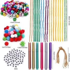 img 3 attached to 🎄 476 Pcs Christmas Unfinished Wooden Ornaments: ZALALOVA DIY 10 Style Wood Christmas Ornaments Slices Tree Decorations w/ Bells, Pom Poms, Pipe Cleaners, Wiggle Eyes & Marking Pens