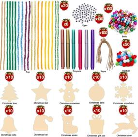 img 2 attached to 🎄 476 Pcs Christmas Unfinished Wooden Ornaments: ZALALOVA DIY 10 Style Wood Christmas Ornaments Slices Tree Decorations w/ Bells, Pom Poms, Pipe Cleaners, Wiggle Eyes & Marking Pens