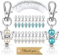 👼 movinpe 20pcs angel favor keychains with organza bags & thank you kraft tags - ideal guest return favors for baby shower, bridal shower, wedding charm & party favors (mix color) logo