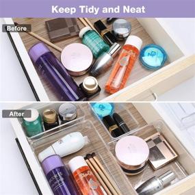 img 3 attached to Puricon 7-Piece Clear Plastic Desk Drawer Organizers: Versatile Storage Bins for Bathroom, Bedroom, Dresser, Makeup, Kitchen, and Office