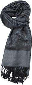 img 2 attached to Achillea Vintage Jacquard Pashmina Charcoal Women's Accessories