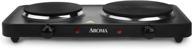 aroma housewares ahp-312 dual burner hot plate, sleek black design логотип