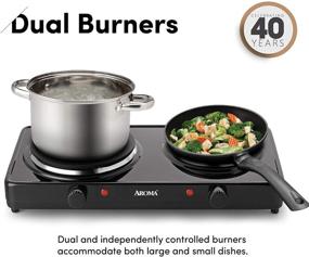 img 1 attached to Aroma Housewares AHP-312 Dual Burner Hot Plate, Sleek Black Design