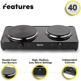 img 3 attached to Aroma Housewares AHP-312 Dual Burner Hot Plate, Sleek Black Design