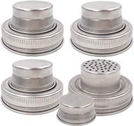 🔧 versatile 4-piece stainless steel mason jar shaker lid set - shake, mix, and dredge dry rub, spices, flour, and sugar with silicone seals for regular mouth canning jars logo