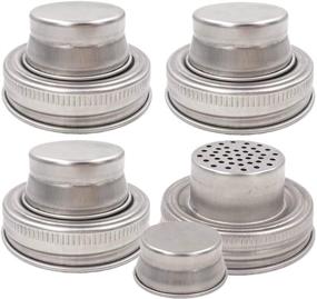 img 4 attached to 🔧 Versatile 4-Piece Stainless Steel Mason Jar Shaker Lid Set - Shake, Mix, and Dredge Dry Rub, Spices, Flour, and Sugar with Silicone Seals for Regular Mouth Canning Jars