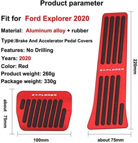 img 3 attached to Hecotrax для Ford Explorer 2020 набор алюминиевых педалей для повышения производительности Не скользящие педали газа и тормоза Нет сверления крышки тормоза и акселератора аксессуары (красные)