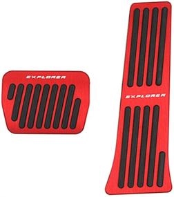 img 4 attached to Hecotrax For Ford Explorer 2020 Aluminum Performance Pedals Set Non-Slip Accelerator And Brake Pedals Cover No Drill Brake Gas Accelerator Accessories (Red)