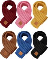 🧣 6-piece kids solid color knitted scarf set - winter toddler wrap scarves for boys and girls logo