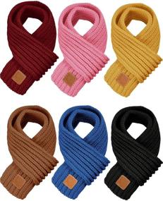 img 4 attached to 🧣 Набор из 6 шарфов однотонного цвета для детей - Зимние шарфики для мальчиков и девочек