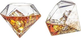 img 4 attached to Set of 4 Diamond Whiskey &amp; Wine Glasses 10oz - Authentic Diamond Shaped Patented Glasses By The Wine Savant