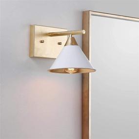 img 3 attached to 🌟 Contemporary Metal Wall Sconce: JONATHAN Y Yvette 9.25" 1-Light, White/Gold, 1-Bulb