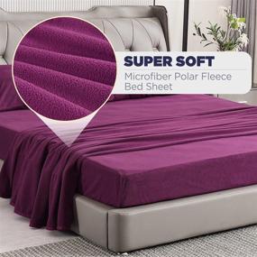 img 3 attached to 🛏️ Nikazz Microfiber Polar Fleece Bed Sheet Set: Queen Size - Soft and Comfortable Bedding Sheets in Reliable and Durable Purple - Includes Pillowcases, Flat and Fitted Sheet