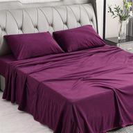 🛏️ nikazz microfiber polar fleece bed sheet set: queen size - soft and comfortable bedding sheets in reliable and durable purple - includes pillowcases, flat and fitted sheet logo