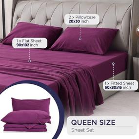 img 2 attached to 🛏️ Nikazz Microfiber Polar Fleece Bed Sheet Set: Queen Size - Soft and Comfortable Bedding Sheets in Reliable and Durable Purple - Includes Pillowcases, Flat and Fitted Sheet