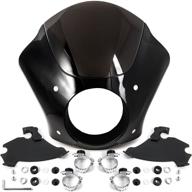 комплект ветрового щита krator jbm-6007-s quarter fairing в черном и дымчатом исполнении + крепеж на вилку - совместим с harley davidson sportster 883 1200 street xg500 xg750. логотип