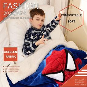 img 1 attached to 🕷️ Marvel Kids Spiderman Throw Blanket: 3D Cartoon Embroidery Sherpa Blanket for Boys - Ideal Gifts by COSUSKET