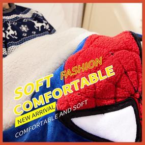 img 2 attached to 🕷️ Marvel Kids Spiderman Throw Blanket: 3D Cartoon Embroidery Sherpa Blanket for Boys - Ideal Gifts by COSUSKET