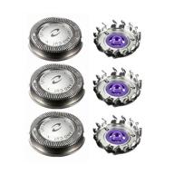 set of 3 replacement shaver heads for philips norelco hq56, hq55, hq4+, hq3 logo