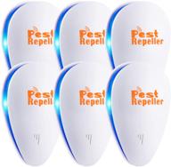 🐭 ultimate defense: set of 6-packs ultrasonic pest repeller - electronic plug-in indoor repellent for flea, insects, mosquitoes, mice, spiders, ants, rats, roaches, bugs - non-toxic for humans & pets (white) logo