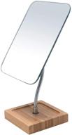 🔍 yeake flexible gooseneck bamboo vanity makeup mirror: 360° rotation, 8" large frameless design, folding portable table desk mirror with stand for bathroom shaving and make up - rectangle logo