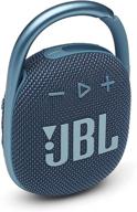 🔵 jbl clip 4: синяя новая (восстановленная) портативная колонка с bluetooth, водонепроницаемостью, пылезащитой и встроенной батареей. логотип