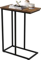 🛋️ gadroad rustic brown c shaped industrial side table - stable metal frame for coffee snack laptop, ideal for couch, bedside, and sofa, easy assembly logo