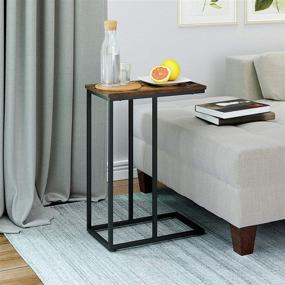 img 2 attached to 🛋️ Gadroad Rustic Brown C Shaped Industrial Side Table - Stable Metal Frame for Coffee Snack Laptop, Ideal for Couch, Bedside, and Sofa, Easy Assembly